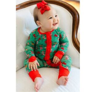 Poppy Kids Baby Green Cowgirl Christmas Bamboo Ruffle Romper Size 18-24 M